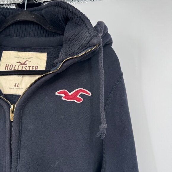 Hollister Co. Men's Navy and Blue Hoodie Unisex woman’s too baby thick collar si - Picture 5 of 10